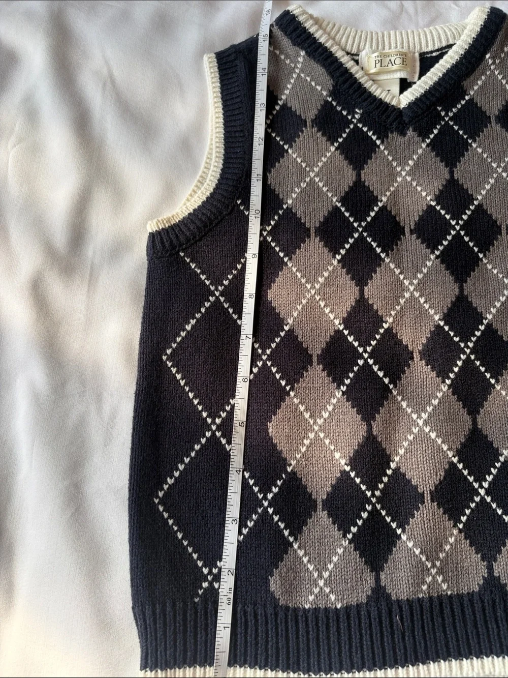 The Children's Place Navy and Gray Argyle V-Neck Sweater Vest